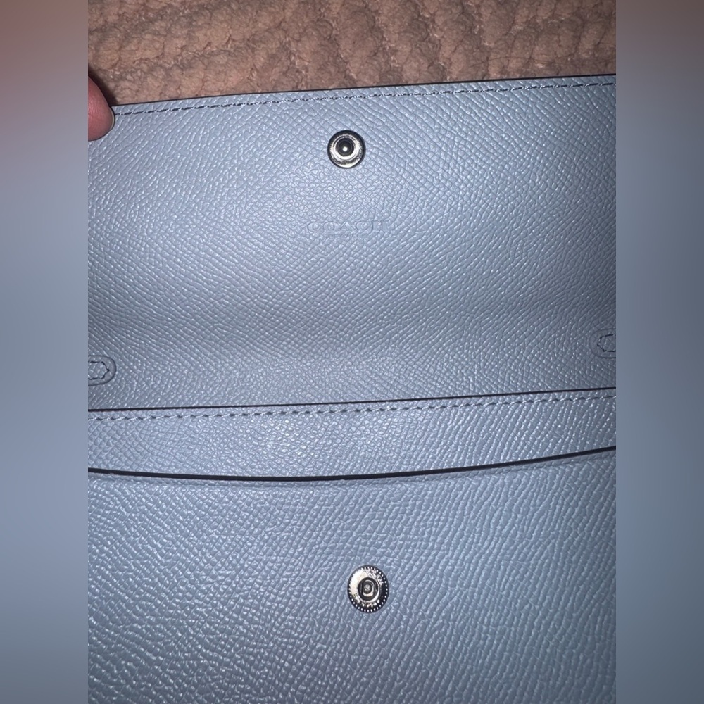 Coach Powder Blue Leather Wristlet Wallet w/ Strap NWOT - Picture 13 of 14